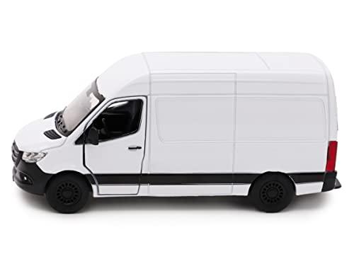 Toyland® Sprinter Van Bianco Die Cast con Retrocarica e Apertura Portiere - Scala 1:48