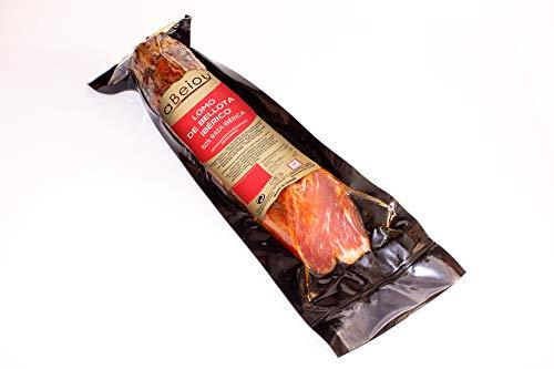 aBeiou. LOMBO IBERICO ALIMENTATO CON GHIANDE 50% IBERICO. Garanzia Hycer CERTIFICATA. Stagionato artigianale a Guijuelo Spagna. Sottovuoto Bellota Patanegra Pezzo 450-500 grammi circa.