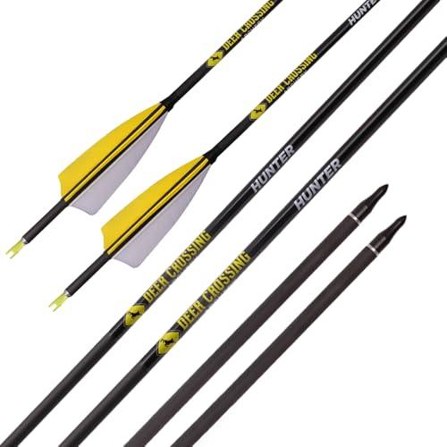 PHILOCS 12 Pezzi ID 6,2 mm Frecce da Caccia, Spine 300 350 400 500 600 700 800 Freccia di Tiro con L'Arco, 4 Pollici Piuma di Tacchino Freccia in Puro-Carbonio (Spine 800, 31inch)