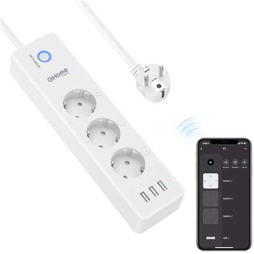 GHome Smart Ciabatta elettrica WLAN con 3 prese AC e 3 USB