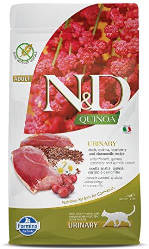 Farmina N&D Quinoa Urinary Anatra, Quinoa, Mirtillo rosso e Camomilla, Gatto Adult, 1,5kg
