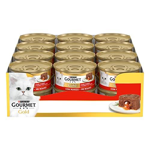 Gourmet Gold Cuore Morbido Cibo Umido per Gatti Adulti con Manzo 24 Lattine da 85g