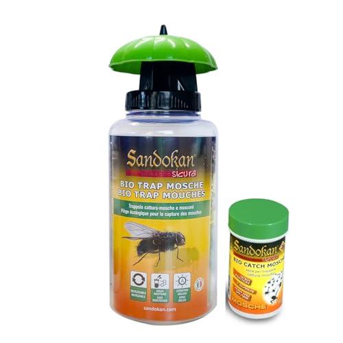 Sandokan Bio Trappola per Mosche e Insetti con Attrattivo Riutilizzabile per Uso all'Aperto