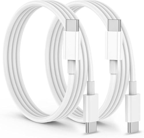 Set di 2 cavi USB-C da 2 metri, ricarica rapida 60W, colore Bianco