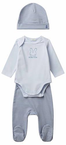 United Colors of Benetton Set Body+Pant+Berretto Blu - Corredino Neonato
