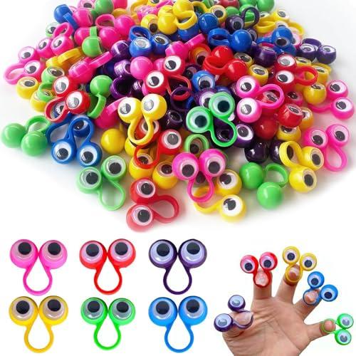 MUYAPAY 100 Pezzi Marionette da Mano Occhio Dito Marionette, Plastica Bulbi Oculari Bambini Dito Giocattoli Eyeball Ring Adatto per Giochi di Ruolo, Narrazione e Istruzione Prescolare