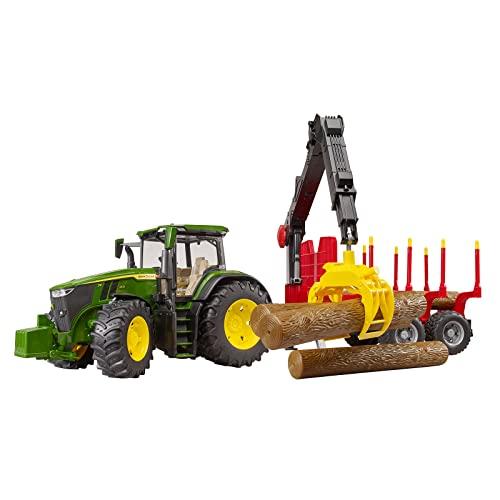 Bruder 03154 - John Deere 7R 350 con Rimorchio Forestale e Tronchi