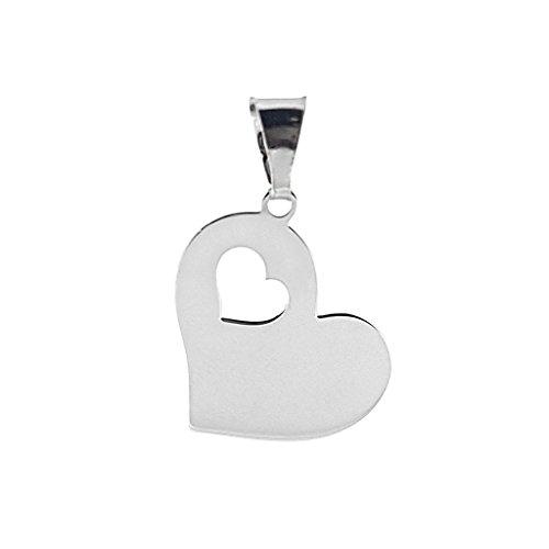 Ciondolo Cuore Traforato Argento 925 Rodiato con Incisione Personalizzata
