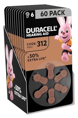 Duracell Batterie per Apparecchi Acustici 312 - Confezione da 60