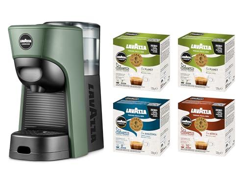Lavazza, A Modo Mio Macchina per Caffè Tiny Eco Verde con 64 Capsule ¡Tierra! Assortite
