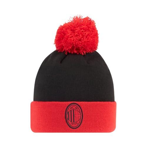 AC Milan Berretto Invernale Pom Pom Nero/Rosso