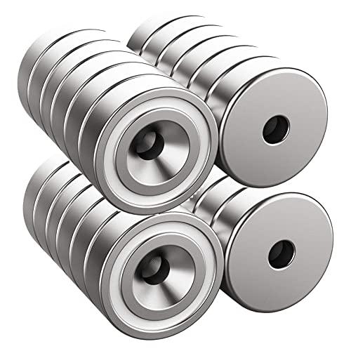 Magnetpro 24 magneti con foro e capsula, 10 kg, 20 x 7 mm, con viti