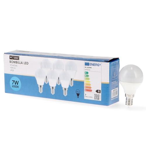 M Ledme - Confezione da 6 lampadine LED E14 G45 7W, luce fredda (6000k)