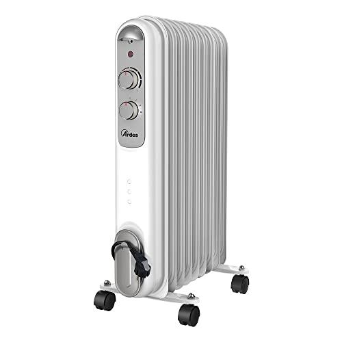 ARDES - AR4R09S CURVY Radiatore a Olio 9 Elementi Riscaldanti - Radiatore Termosifone 3 Potenze 2000W - Radiatore Ad Olio Con Spia Funzionamento e Termostato di Regolazione Della Temperatura