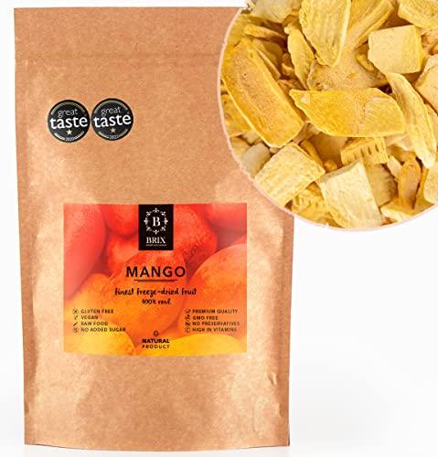 BRIX Mango Liofilizzato | 100% Fette Mango Essiccato Naturale 95g | Frutta Secca | Non-OGM, Senza Glutine, Vegano e Vitamine Preservate