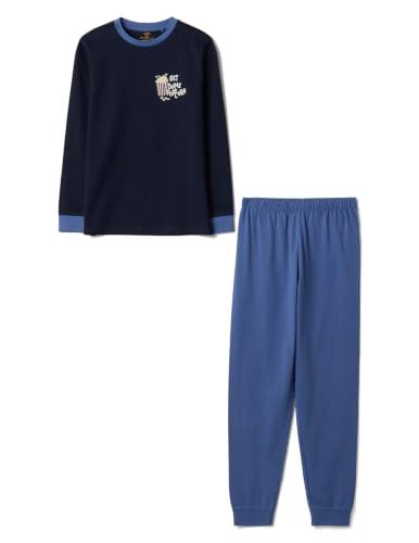 OVS Kids Pigiama Blu in Puro Cotone Organico a Girocollo Regular Fit
