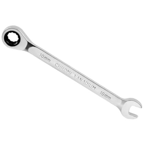 1 chiave a cricchetto da 10 mm, chiave combinata a cricchetto, chiave inglese a 72 denti con design a 12 punte, in acciaio al cromo vanadio
