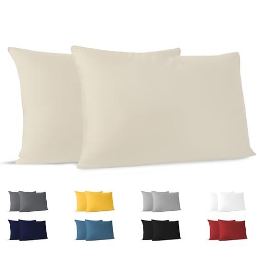 Dreamzie Federe 50x80 cm Beige (Set di 2) in 100% Jersey di Cotone