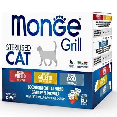 Monge Grill Sterilizzato Multipack Galletto, Trota e Vitello