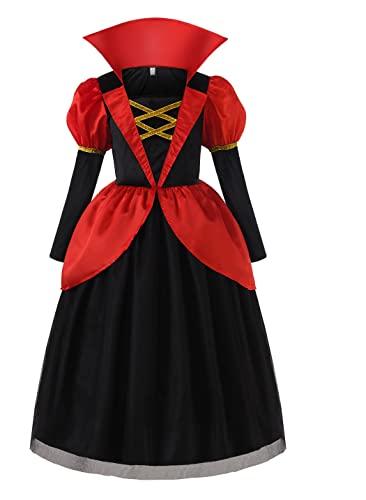 ReliBeauty Costume Vampira Bambina Halloween Carnevale, 11-12 anni