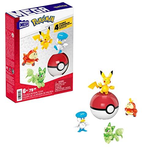 MEGA Pokémon - Team della Regione di Paldea, Set con 4 Personaggi e 1 Poké Ball da Costruire con 79 Pezzi, Include Pikachu, Fuecoco, Sprigatito e Quaxly, Giocattolo per Bambini, 6+ Anni, HPX92