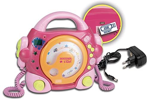 Bontempi 43 9972 - Lettore CD Sing-a-Long con 2 Microfoni e Porta USB