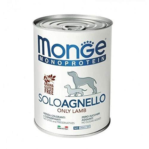 Monge Monoproteico Solo Agnello - Alimento Umido per Cani - 12 x 400gr