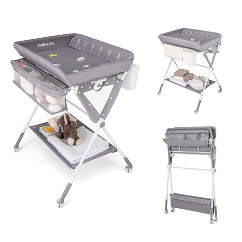 COSTWAY Fasciatoio Pieghevole Regolabile Grigio con Ruote