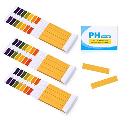 Oderra Cartine Tornasole pH, 240 Strisce Indicatore di PH Cartina da 1 a 14, Cartina Strisce per piscine, acquari, ecc.（3×80 strisce）