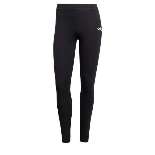 Adidas Essentials Linear Cotton Leggings Donna, Nero/Bianco