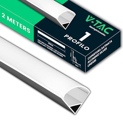 V-TAC Profilo Angolare per Strisce LED 2 Metri Argento