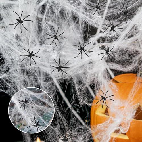 Ragnatela Decorativa di Halloween con Ragni Neri - 100g