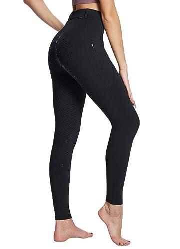 Baleaf Pantaloni da Equitazione Invernali da Donna in Pile con Chiusura Lampo - Nero XL