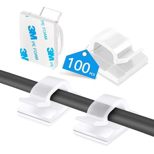 Abnii 100 Supporti per Cavi Autoadesivi Trasparenti, Organizer per Cavi Multifunzione