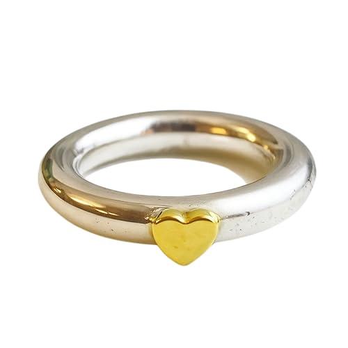 Anello in Argento Sterling 925 con Cuore Placcato Oro