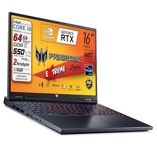 Acer Predator Helios Neo Portatile Gaming, CPU Intel Core i9-14900HX, 24 core, RAM 64 Gb DDR5, 2 TB SSD, 2 x 1 Tb, Display 16