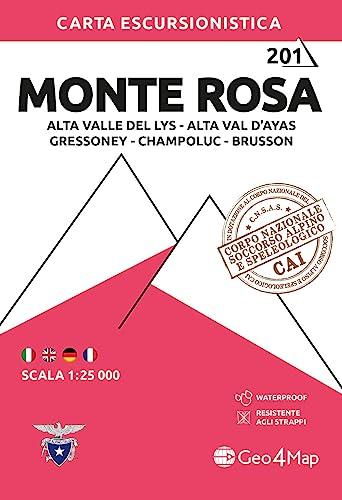 Carta topografica Monte Rosa Alta Valle del Lys, Alta Valle d'Ayas, Champoluc e Brusson 1:25.000